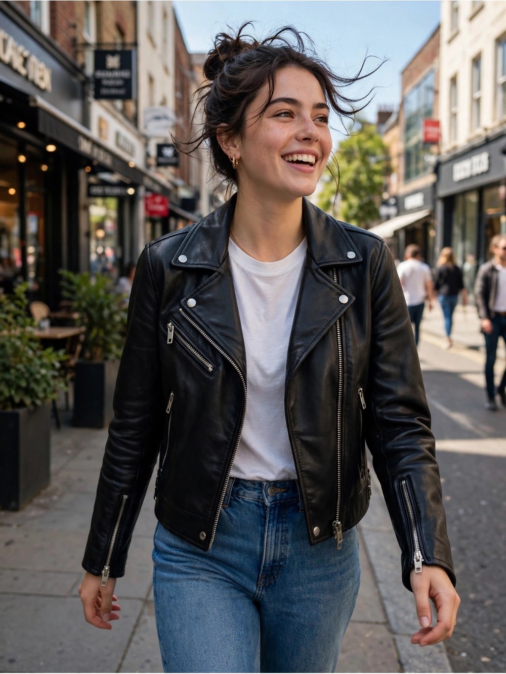 Blank NYC Black Leather Moto Jacket with Silver Hardware